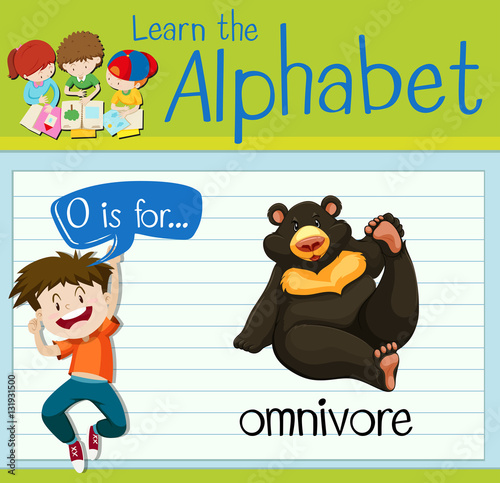 Flashcard letter O is for omnivore