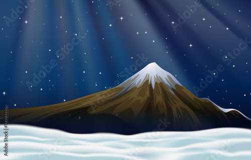 Background scene with moutain at night