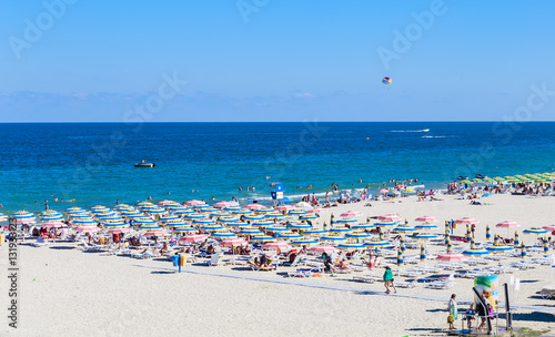 The Black Sea shore, blue clear water, beach of Resort Albena, Bulgaria