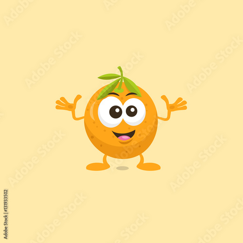 Illustration of cute orange decisive mascot isolated on light orange background.