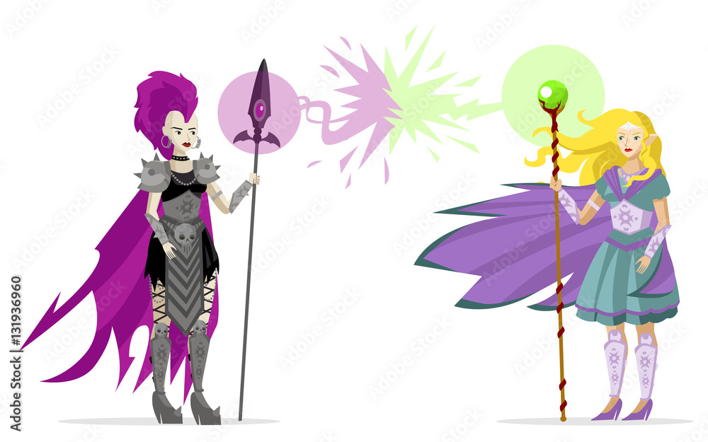 Obraz premium good el wizard vs dark evil villain females