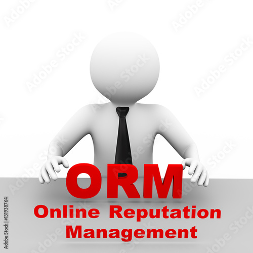 3d businessman with online reputation management orm photo