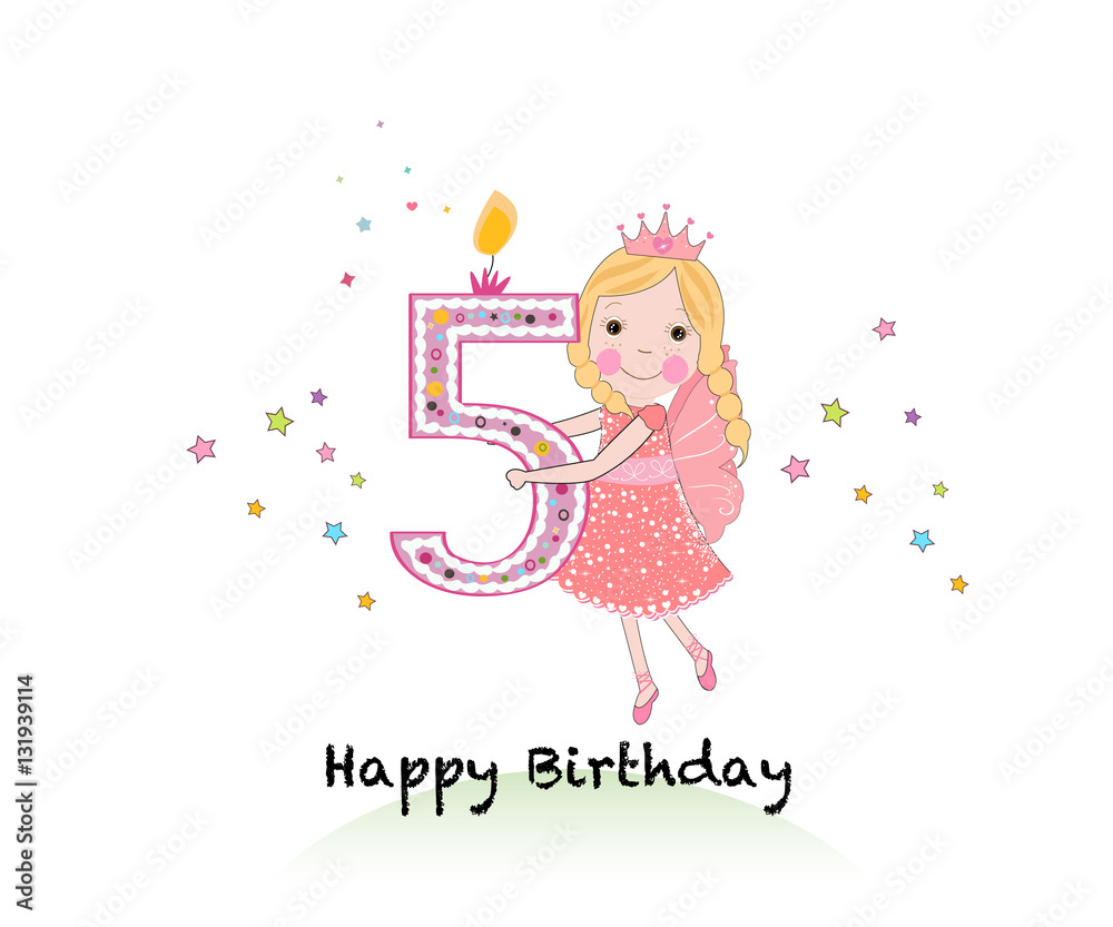 Happy fifth birthday candle. Happy fifth birthday candle.