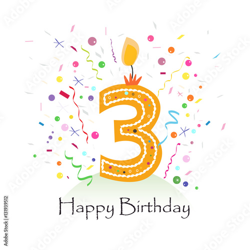 Happy third birthday candle