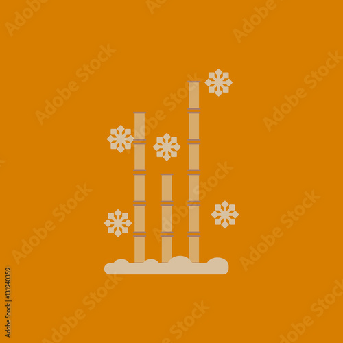 Chinese bamboo Vector illustration of bamboo and snow in flat style