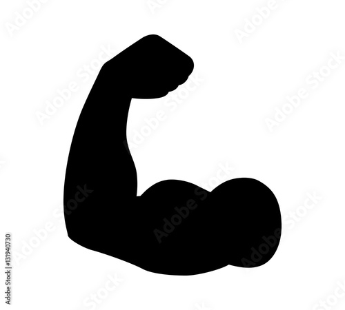 Flexing bicep muscle strength or power flat icon for exercise apps and websites