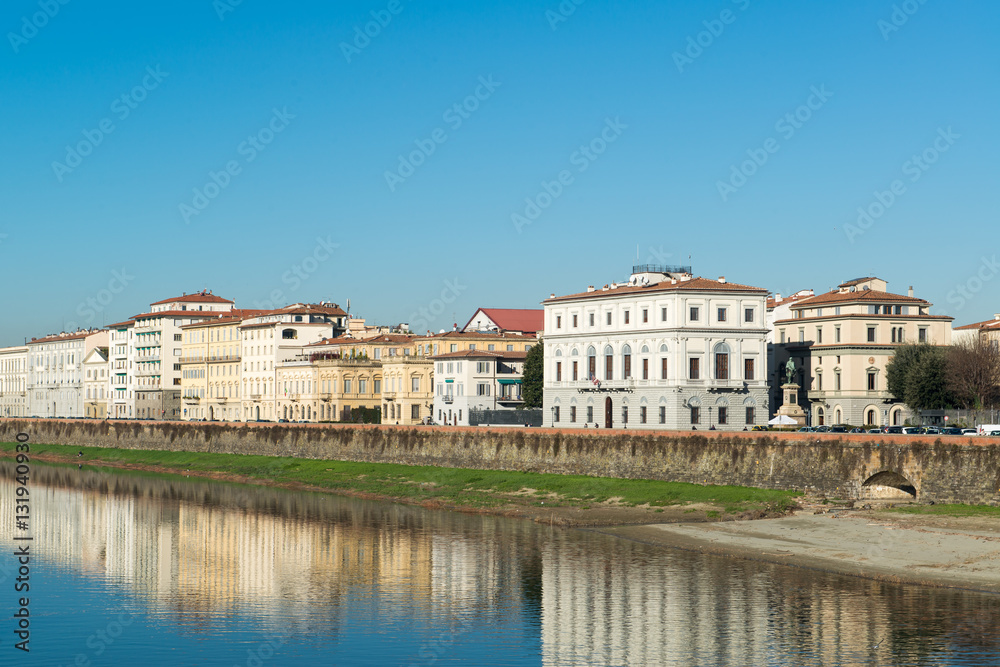 View of the Arno river and buildings in Florence