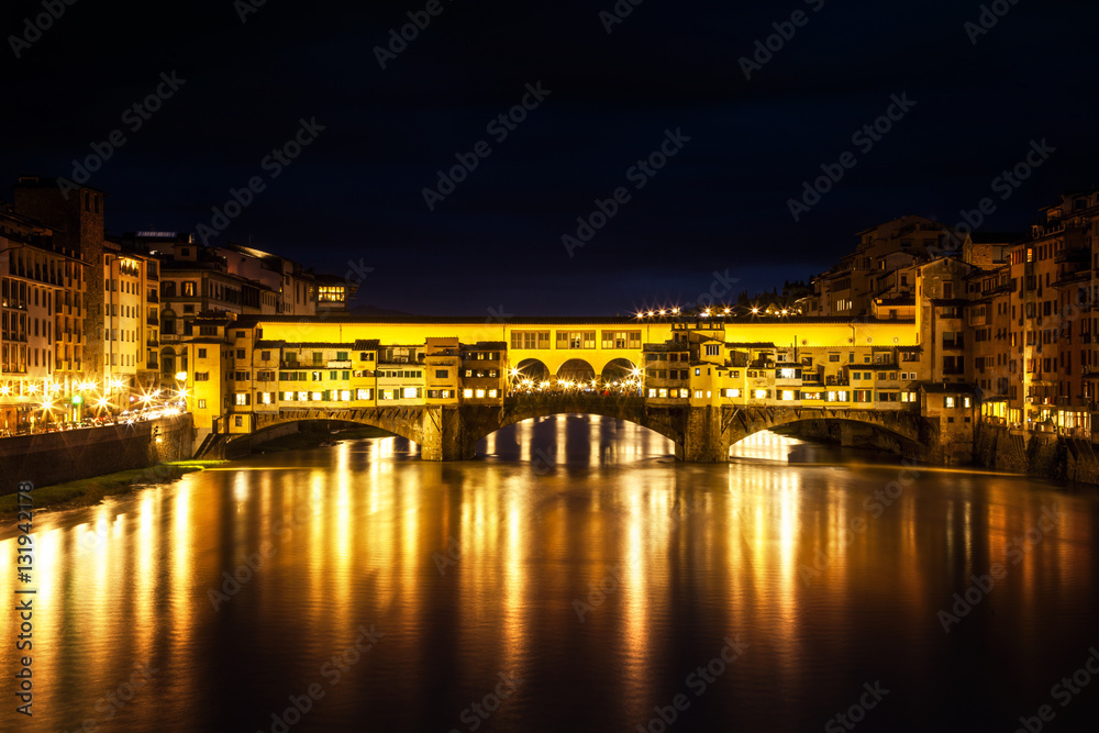 The Ponte Vecchio illuminated at twilight