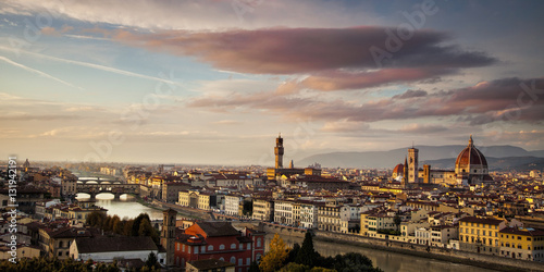 Panorama of Florence, Italy with thePonte Vecchio, Piazza Signoria and Duomo seen from the Piazza Michelangelo  © Andrew S.
