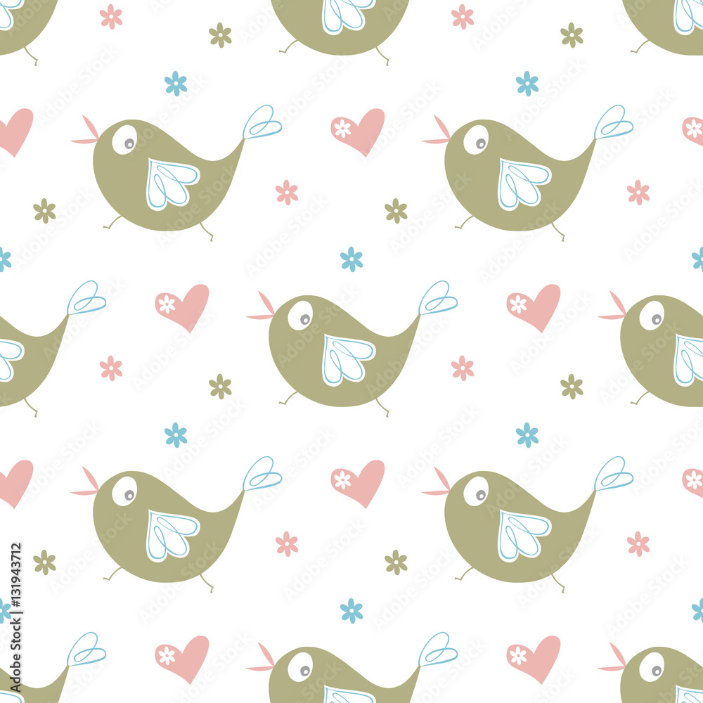 Fototapeta seamless bird pattern and background vector illustration