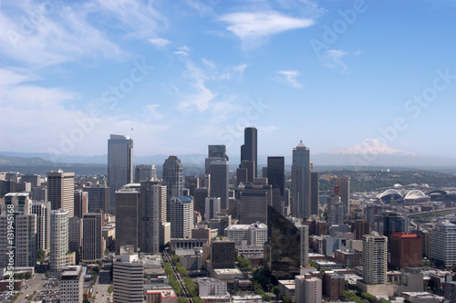 Downtown Seattle skyline with Mt. Rainier in the background