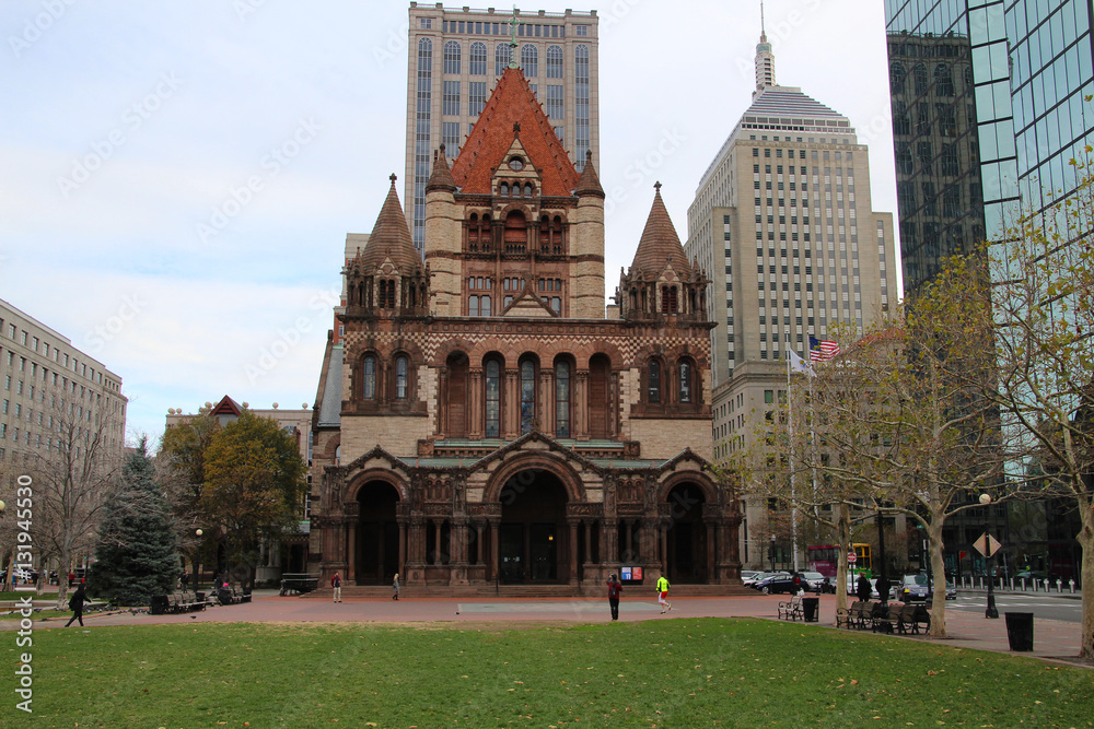 Trinity Church in the downtown Backbay neighborhood of Boston Massachusetts USA