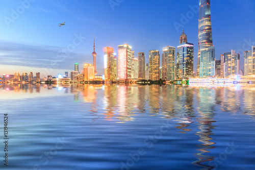 Shanghai skyline on the Huangpu River at night China