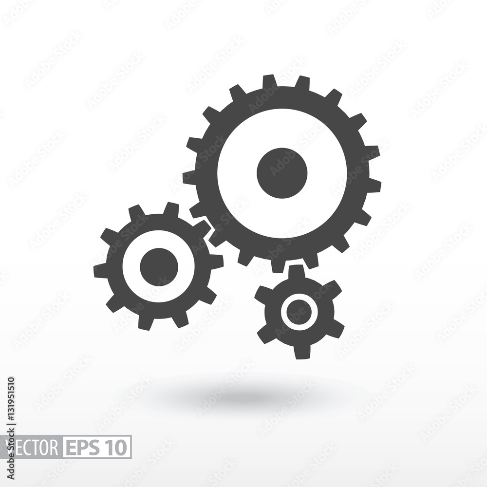 Gear flat Icon. Sign gears. Vector logo for web design, mobile and infographics Gear flat Icon. Sign gears. Vector logo for web design, mobile and infographics