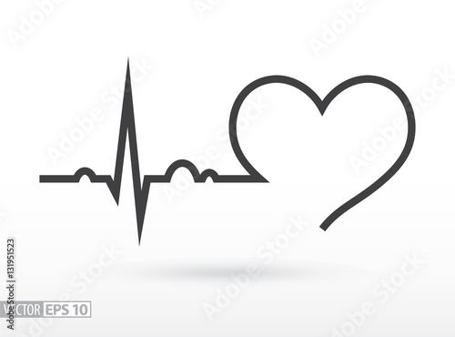 Obraz na płótnie Heart beat. Cardiogram. Cardiac cycle. Medical icon.