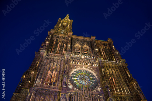 View of Strasbourg Cathedral from ground. Alsace
