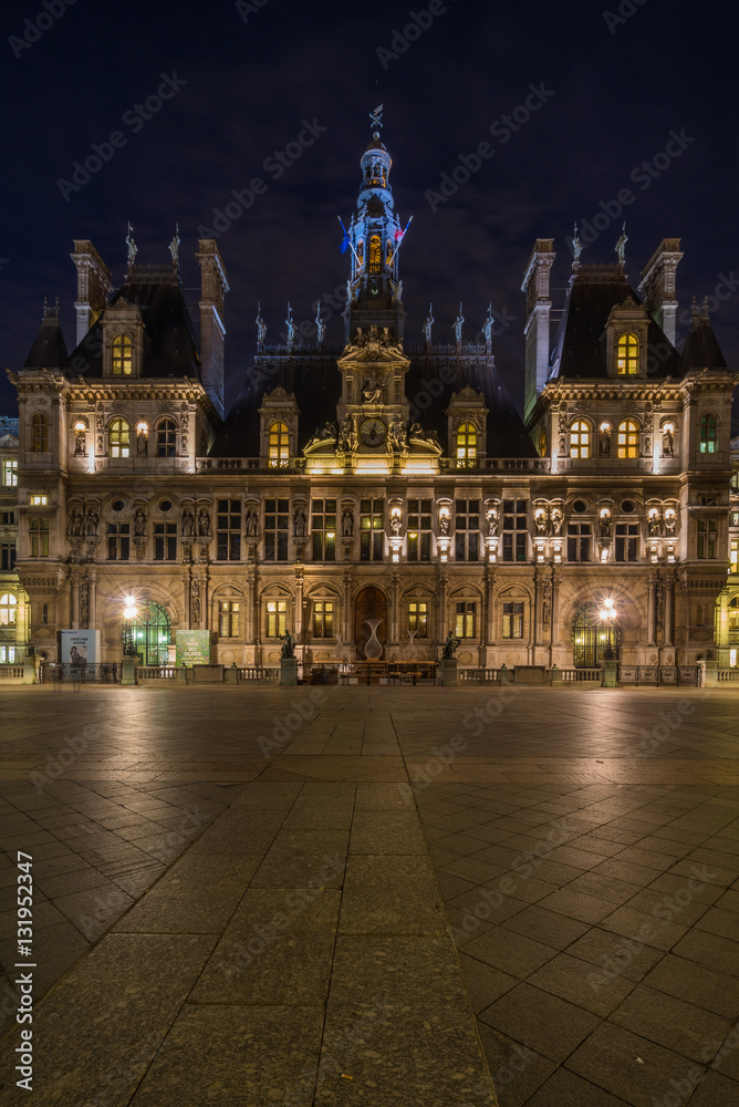 view of Hotel de Ville (City Hall) in Paris
