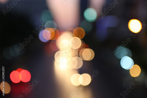 Photography Beauty of Bangkok midtown night light, Bokeh background