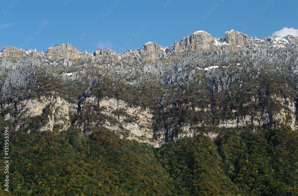 Partly snowed mountains in Savoy