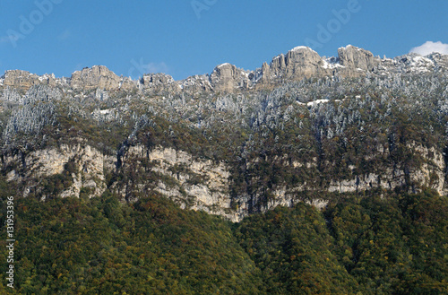 Partly snowed mountains in Savoy