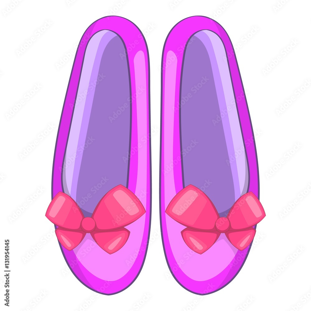 Shoes with a bow icon. Cartoon illustration of shoes with a bow vector icon for web design