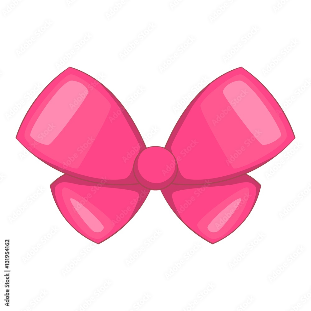 Pink bow icon. Cartoon illustration of pink bow vector icon for web design