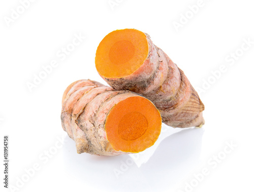 Turmeric on white background