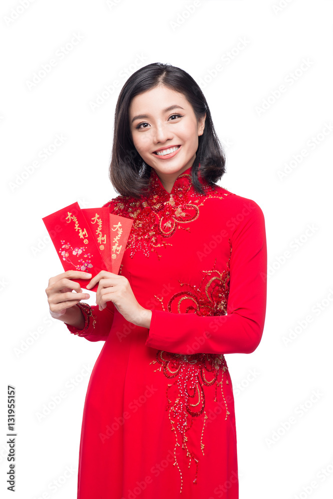 Portrait of a beautiful Asian woman on traditional festival cost