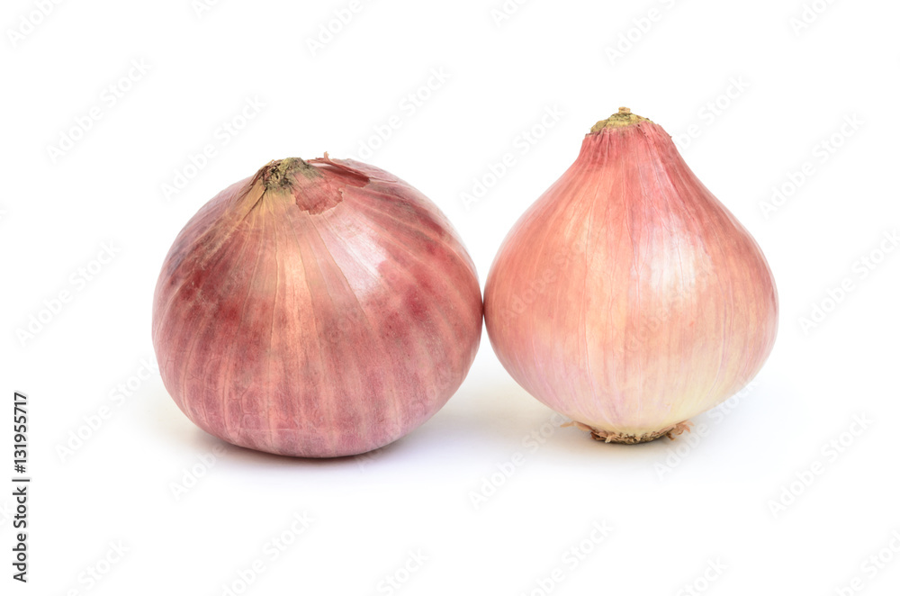 Fototapeta premium Two onions isolated on white background