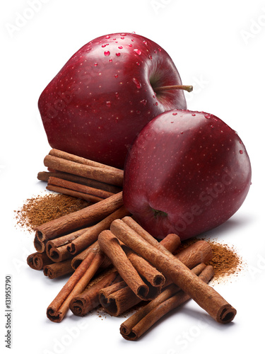 Red apples with cinnamon, vertical, paths