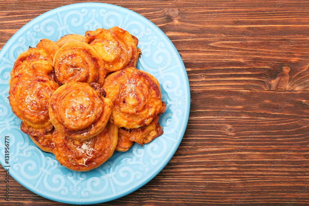 Puff pastry rolls with ham and cheese. Food for parties. Snack. Puff pastry rolls with ham and cheese. Food for parties. Snack.