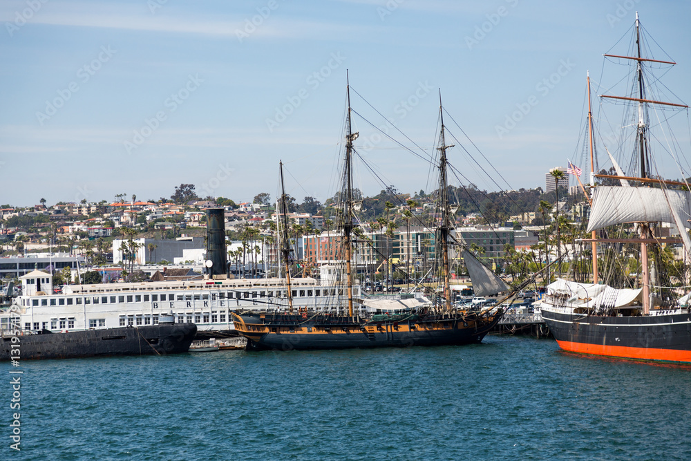 Three Masted Sailboats in San Diego