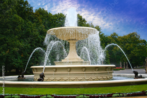 Fountain in the Saxon Garden in Warsaw. Poland
