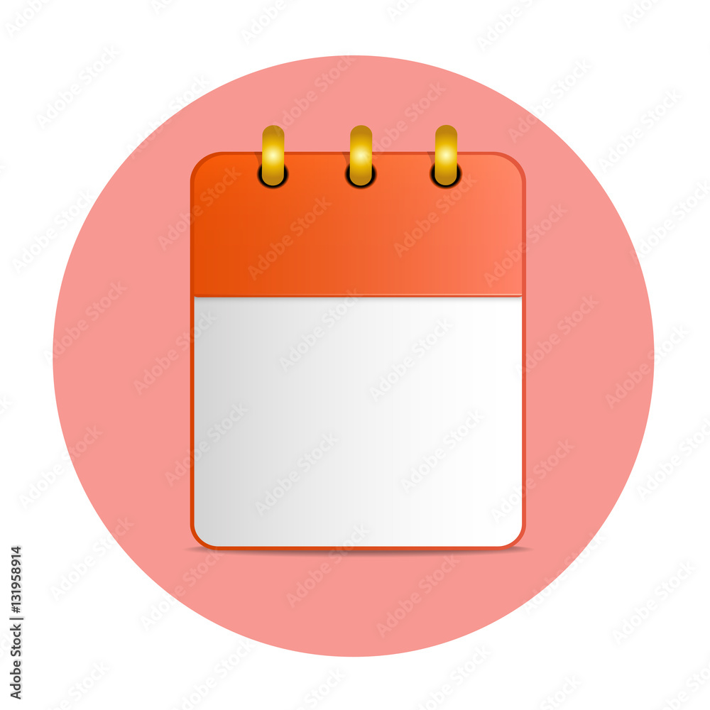Blank sheet of desktop calendar in red color Blank sheet of desktop calendar in red color