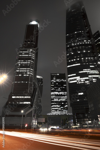 Moscow City International Business Center at night, Russia