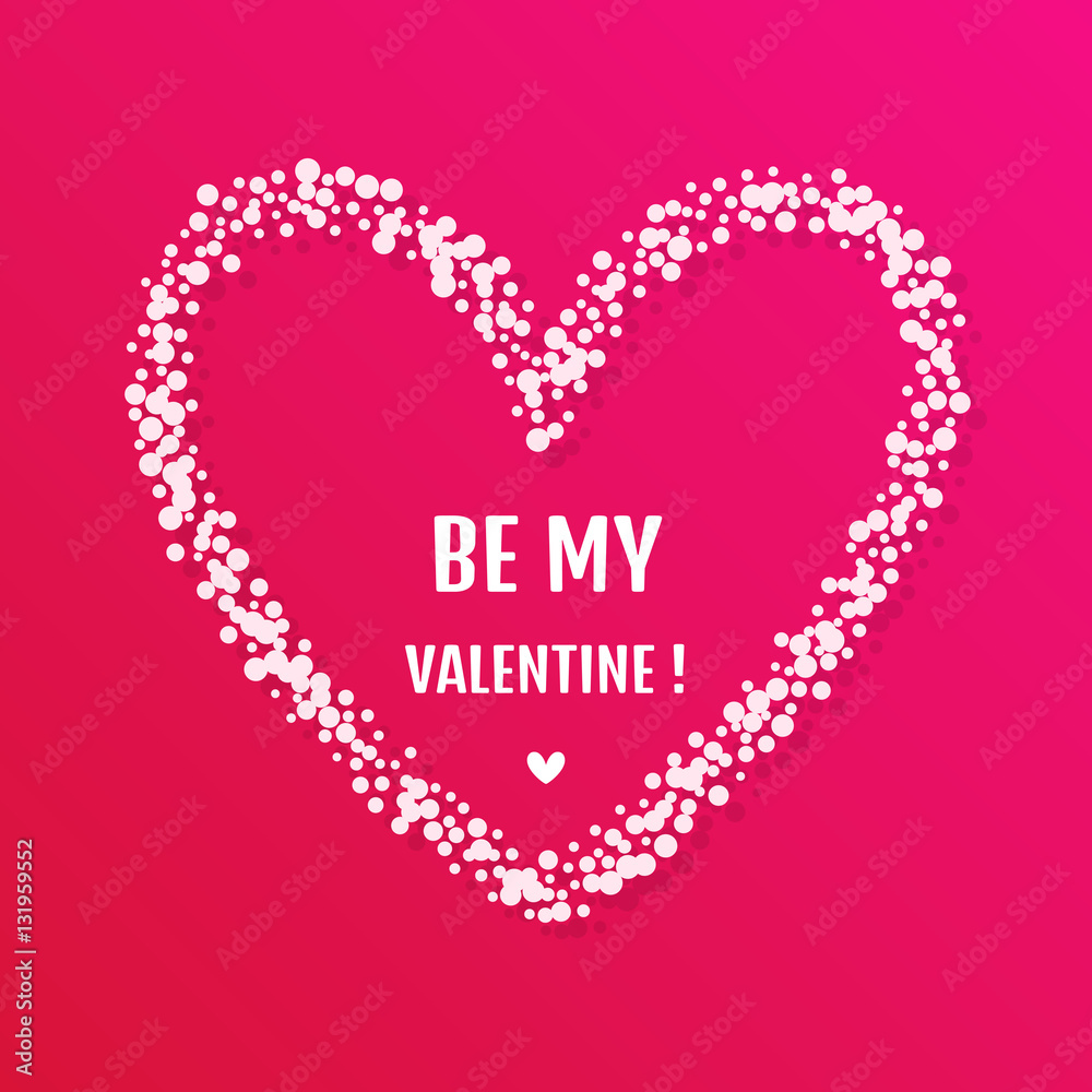 Simple vector valentine day card with mosaic heart shape on pink background. Simple vector valentine day card with mosaic heart shape on pink background.