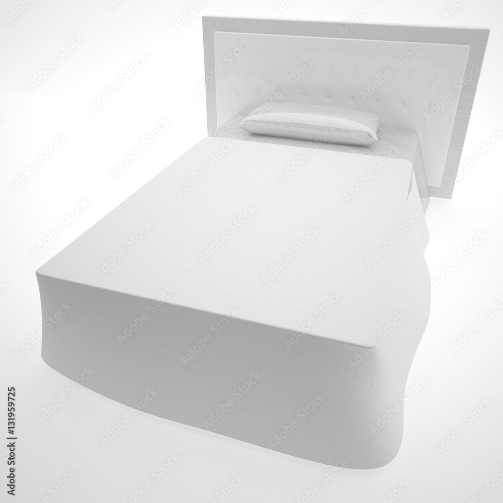 White bed over white background White bed over white background