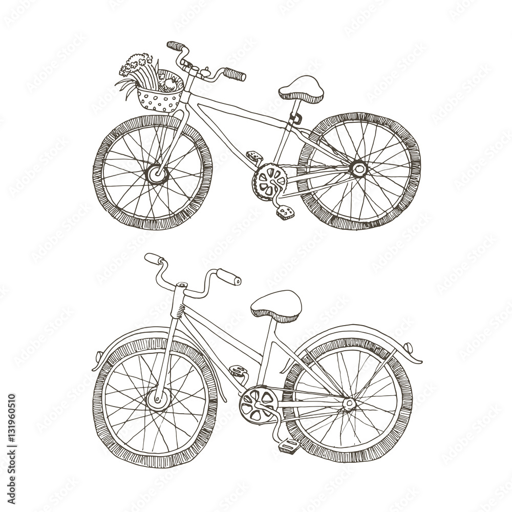 Obraz premium Vector sketchy two bycicles