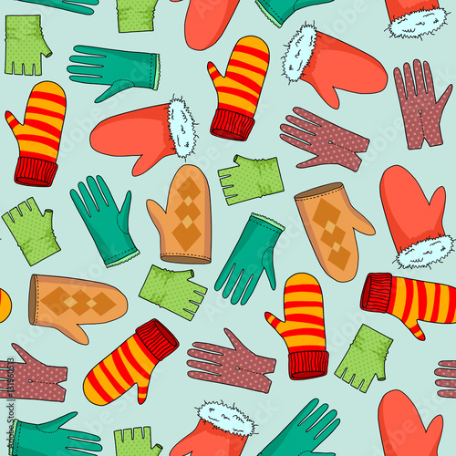 vector background mittens and gloves