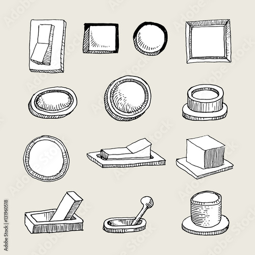 sketched  Buttons and Thumblers