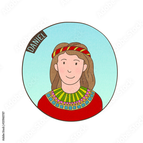 Vector cartoon portrait of young Daniel.