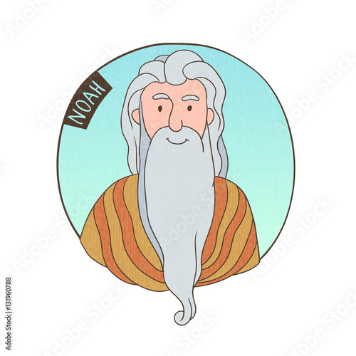 Vector cartoon portrait of old Noah