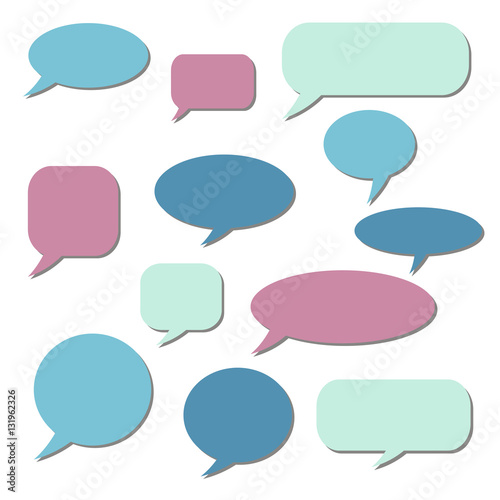 Thought frame. Speech bubble. Dream cloud. Talk balloon. Quote box. Set of vector illustration icons.