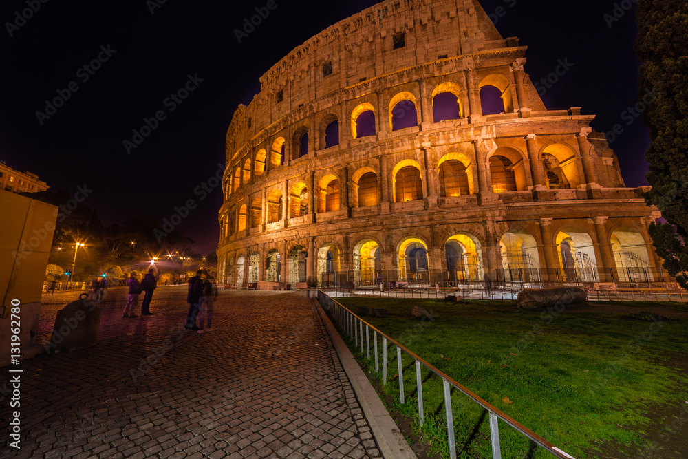Night view of Colosseum in Rome, Italy
