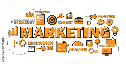 Marketing concept Chart with keywords and icons