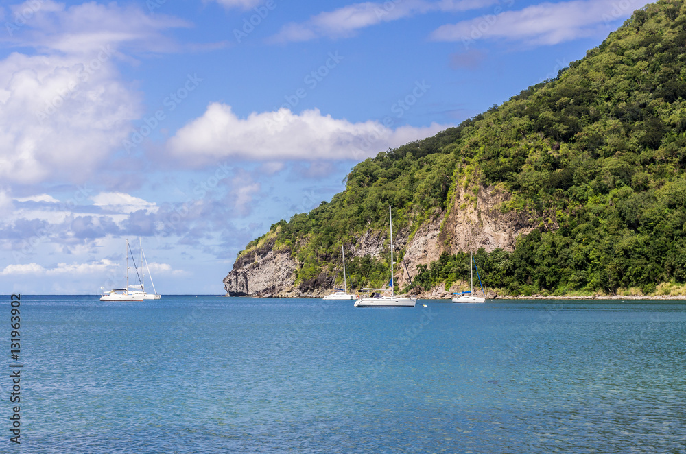 Küste von Deshaies, Guadeloupe, Karibik, Frankreich