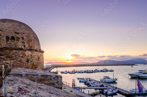 Porto di Alghero al tramonto, Sardegna
