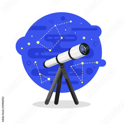Vector flat style illustration of telescope