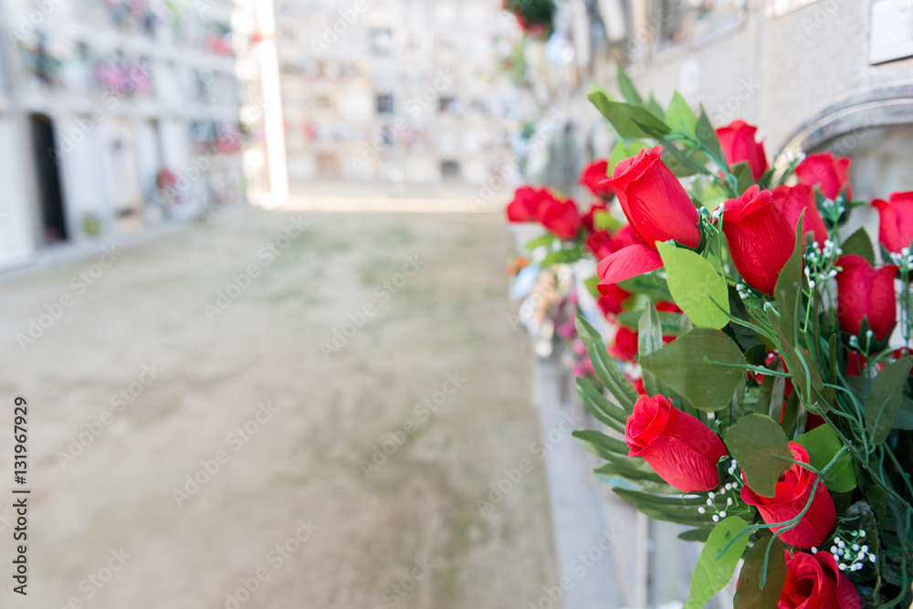 Flowers in a cemetery