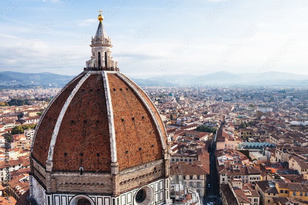 above view Dome of Cathedral and Florence city